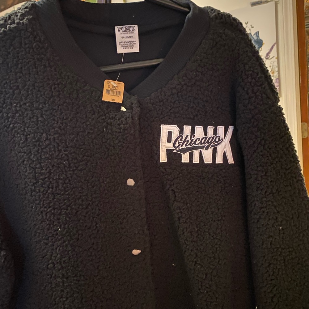 PINK Chicago Black Sherpa Jacket